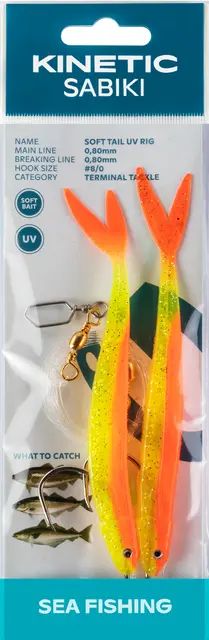 Kinetic Sabiki Soft Tail UV #8/0 Yellow/Orange Fire Tail 