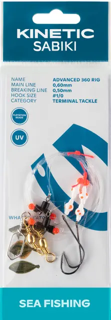 Kinetic Sabiki Advanced 360 #1/0 White/Red Dots 