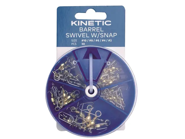 Kinetic Barrel Swivel w/Snap Assortment 30pk 