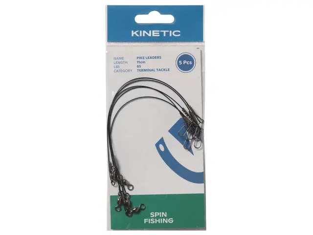 Kinetic Pike Leaders 65lbs 15cm Black 5-pack 