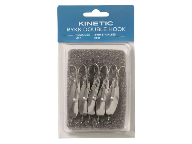 Kinetic Rykk Double Hook #4/0 Stainless/Red 5pcs 