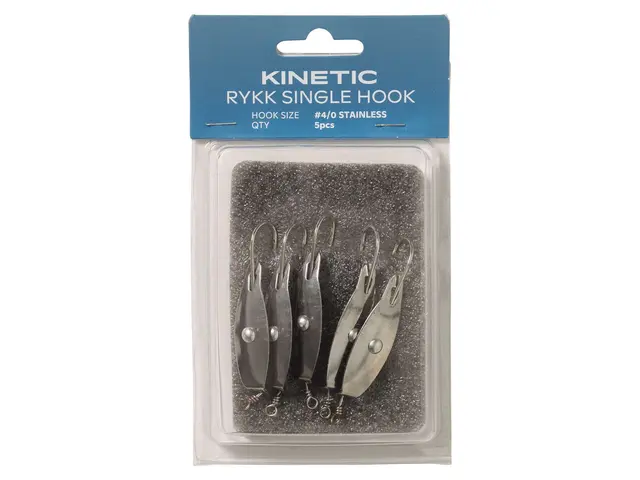 Kinetic Rykk Single Hook #4/0 Stainless/Red 5pcs 
