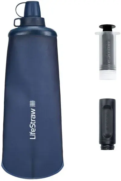 Lifestraw Peak Squeeze 1L Mountain Blue Komprimerbar flaske med filter 