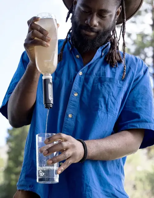 Lifestraw Peak Squeeze 1L Mountain Blue Komprimerbar flaske med filter 