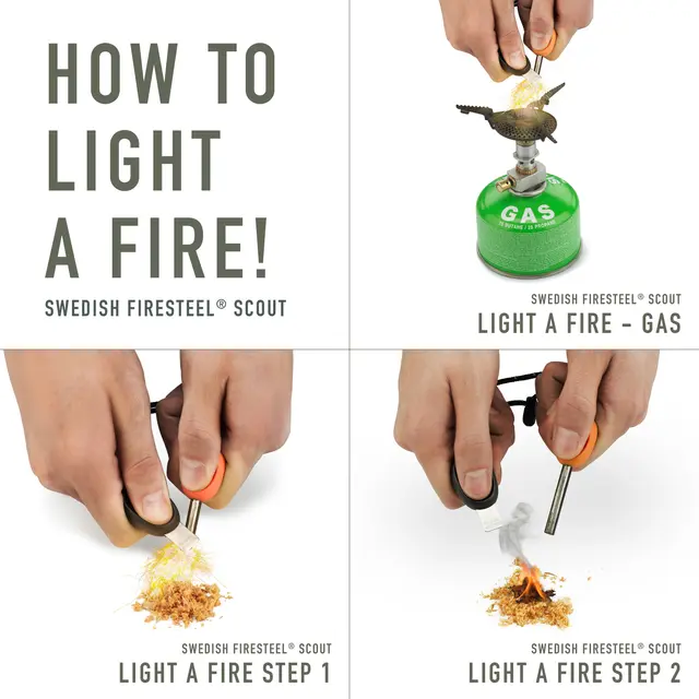 Light My Fire Firesteel Scout Effektivt tennstål i Rustyorange 