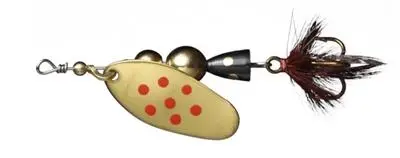 Myrans Mira Gull/Røde Prikker 5g Kjøp 8 spinnere få en gratis slukboks 