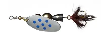 Myrans Mira Sølv/Blå Prikker 5g Kjøp 8 spinnere få en gratis slukboks 