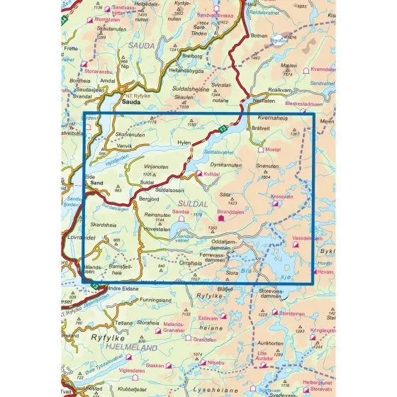 Nordeca Turkart DNT Suldalsheiene 1:50.000 med DNT turinformasjon 