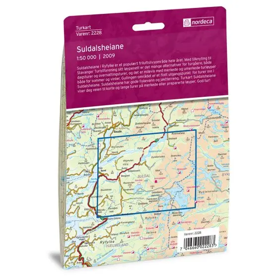 Nordeca Turkart DNT Suldalsheiene 1:50.000 med DNT turinformasjon 