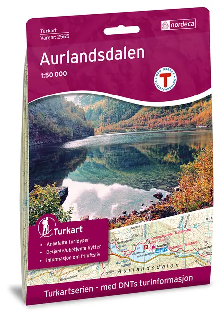 Nordeca Turkart DNT Aurlandsdalen 1:50.000 med DNT turinformasjon 