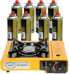 Osean Minikj&#248;kken med 8 gassbokser 2300w minikj&#248;kken og 8x220g gassbokser