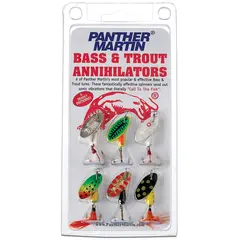 Panther Martin Sett Bass &amp; Trout 6-pack Effektiv spinnerpakke for &#248;rretfiske