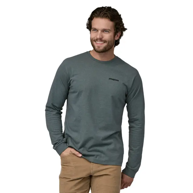 Patagonia LS P-6 Responsibili-Tee S Nouveau Green LongSleeve logo t-shirt 