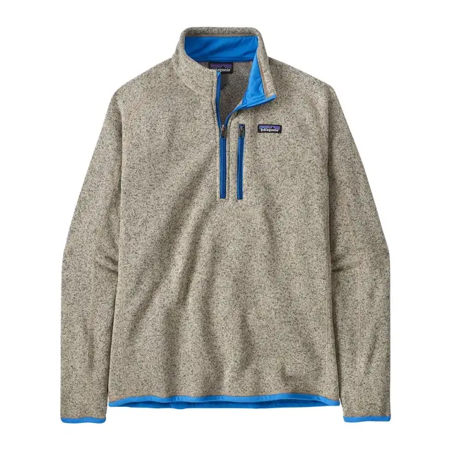 Patagonia M Better Sweater 1/4 Zip S Oar Tan/Vessel Blue fleecejakke med zip 
