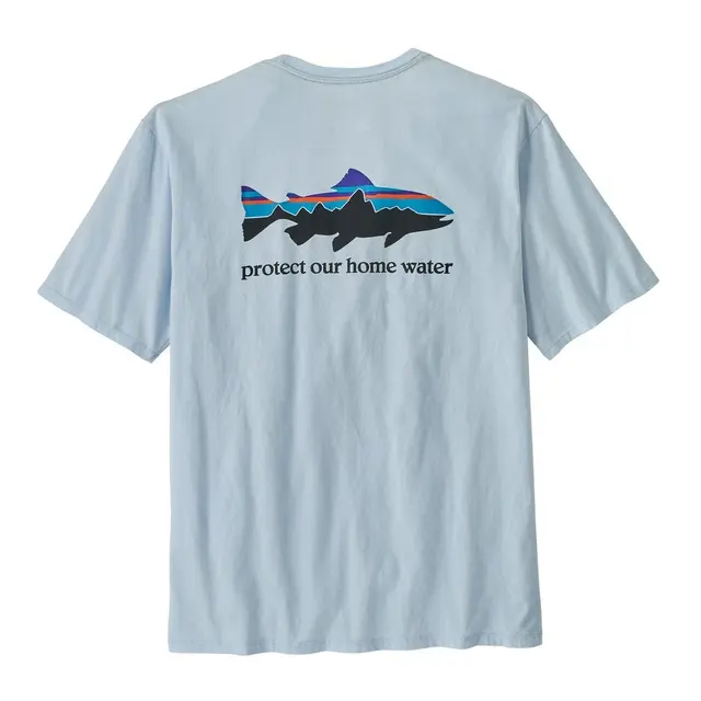Patagonia M Home Water Trout S Chilled Blue organisk bomull t-skjorte 