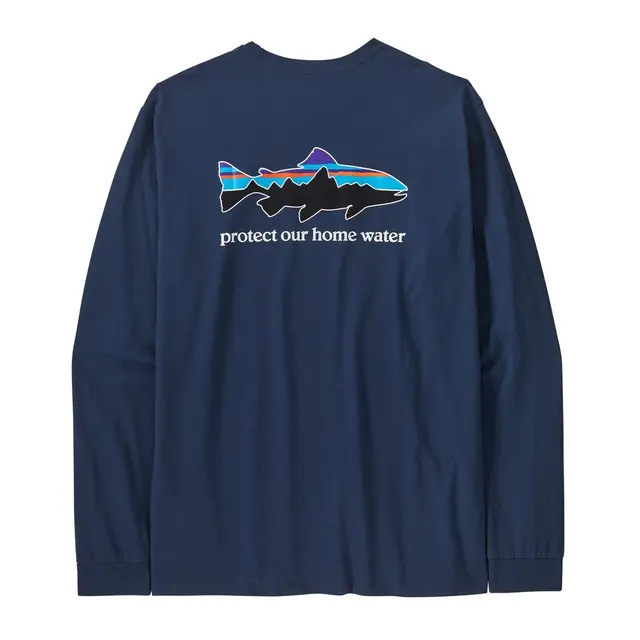 Patagonia M L/S Home Water Trout S Responsibili-Tee t-skjorte i Lagom Blue 