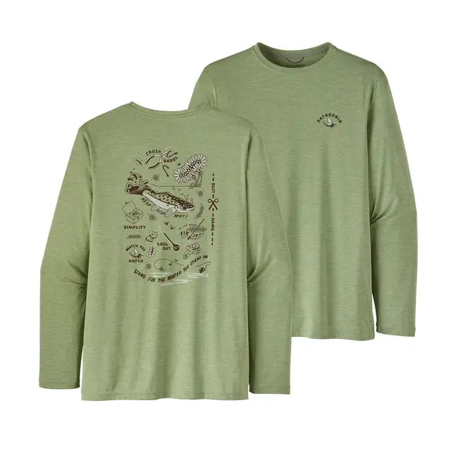 Patagonia M L/S Capilene Green S Cool Daily Fish Graphic Shirt 