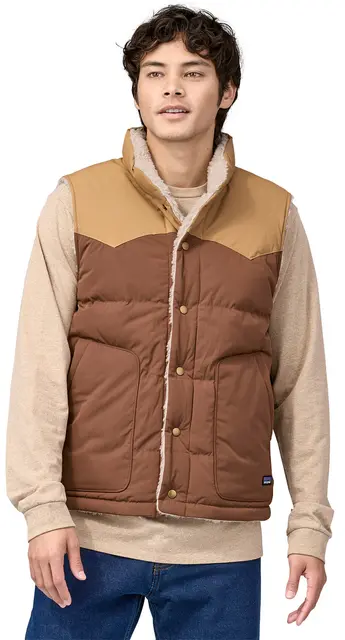 Patagonia Reversible Bivy Down Vest S Moose Brown 