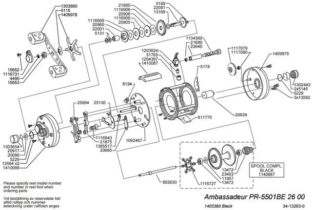 Ambassadeur 6501BE Pro Rocket Black Ed Venstresveiv 