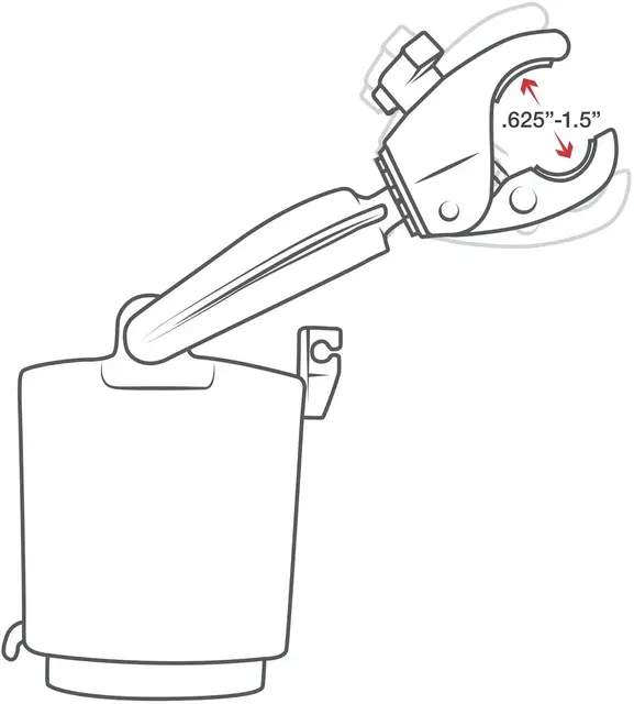 RAM Level Cup Drink Holder w/Tough Claw Selvjusterende koppholder 