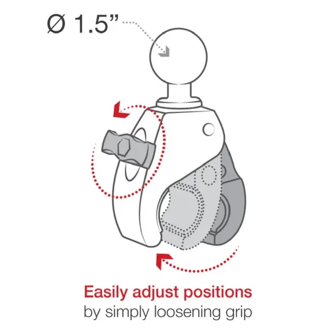 RAM Tough-Claw Small Clamp Ball Base RAM small klypefeste til rør med C-kule 