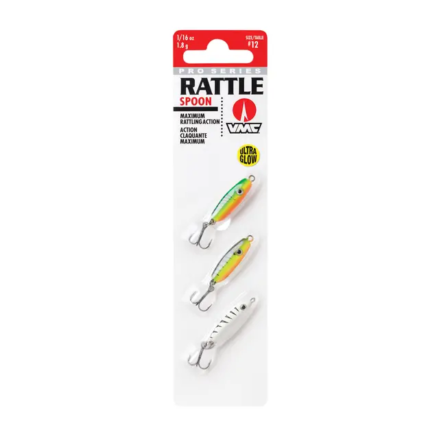 VMC Rattle Spoon Kit 3pk Glow UV 7g Pilk med innebygd raslekammer 
