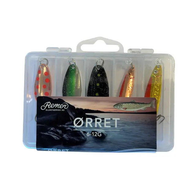Remen Ørret 6-12g 5-pack sluksett til ørretfiske 