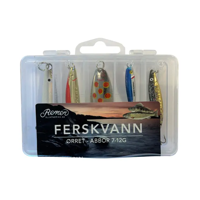 Remen Ferskvann Ørret Abbor 7-12g Slukboks med bestselgere til ferskvann 