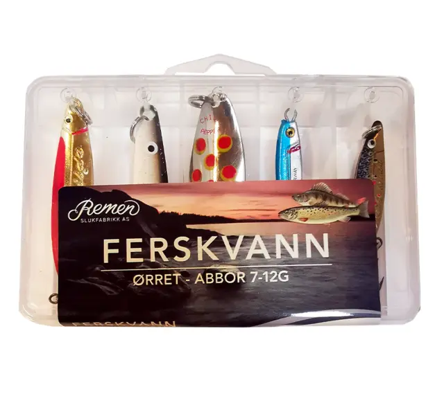Remen Ferskvann Ørret Abbor 7-12g Slukboks med bestselgere til ferskvann 