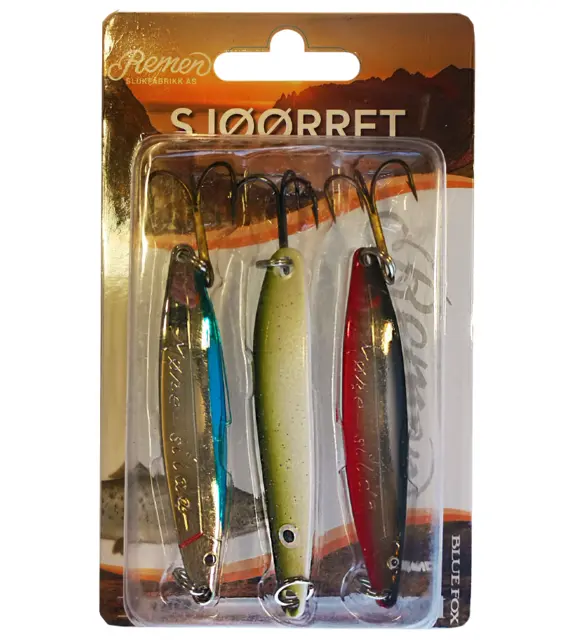 Remen Blue Fox Sjøørret sluksett 3-pack med sjøørret favorittsluker 