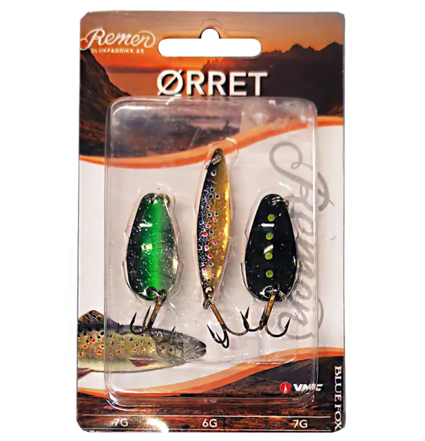 Remen Blue Fox Ørret sluksett 3-pack effektive ørretsluker 