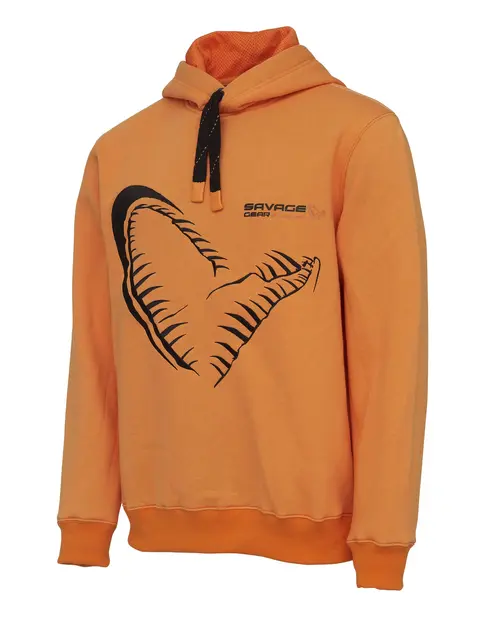 Savage Gear Mega Jaw Hoodie M Komfortabel hettegenser, Sun Orange 