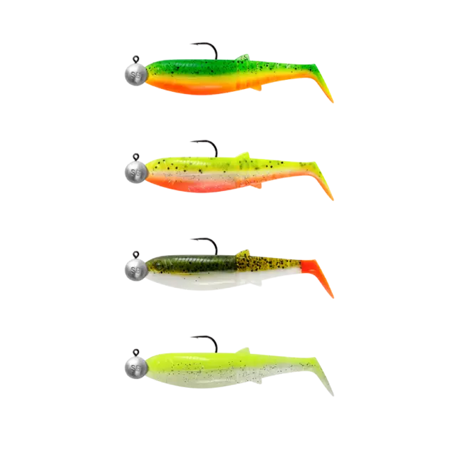 SG Cannibal Shad RTF 6,8cm #1/0 Ready To Fish Darkwater Mix 4-pack 