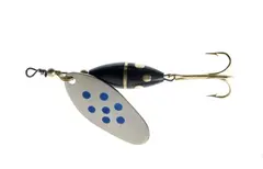 Myrans Panter s&#248;lv/bl&#229; prikker 5g Kj&#248;p 8 spinnere f&#229; en gratis slukboks