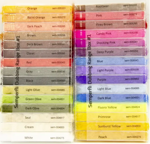 Semperfli Sparkle Dubbing Dispenser Natural Collection - 12 farger 