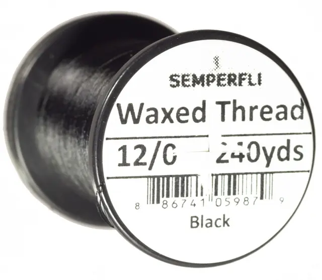 Semperfli Classic Waxed Thread Black Black 12/0 