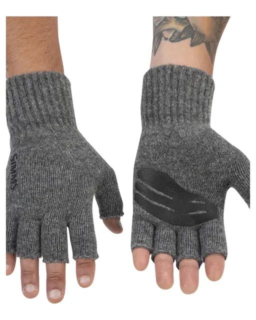 Simms Wool Half Finger Glove Medium/Smal Grey 