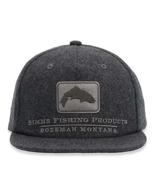 Simms Wool Trout Icon Cap Graphite Ikonisk ullcaps med lærdetalj 