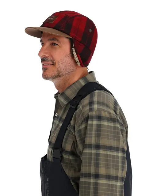Simms Coldweather Cap Red Buffalo Plaid S/M 