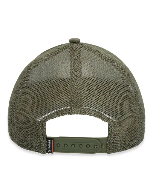 Simms Trout Icon Trucker Riffle Green Komfortabel caps med tøft ørretikon 