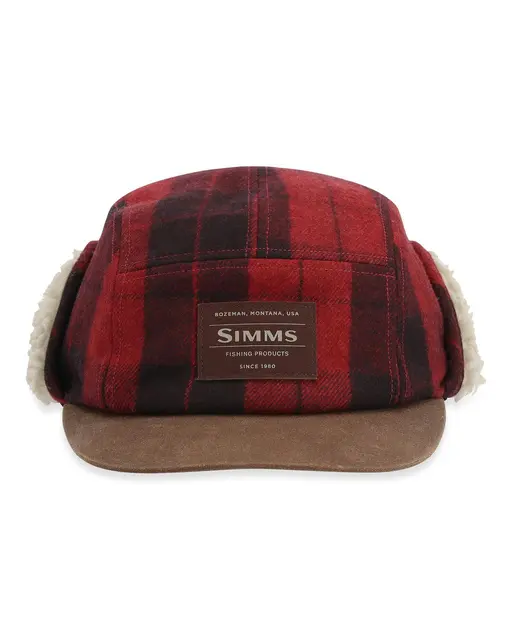 Simms Coldweather Cap Red Buffalo Plaid S/M 