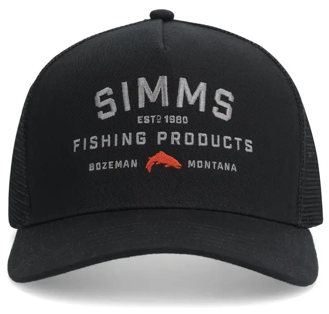 Simms Double Haul Trucker Black Klassisk trucker caps med Simms logo 