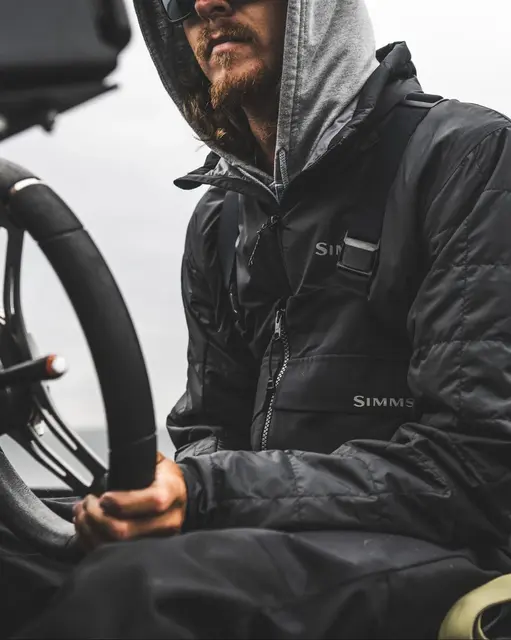 Simms Fall Run Collared Jacket Black S Primaloft jakke med høy krage 