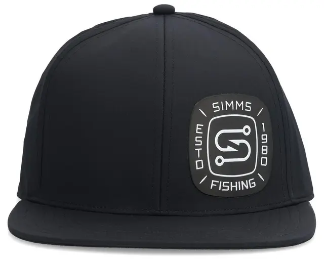 Simms Flatbill Cap Black One size Caps med flat brem og Simms emblem 
