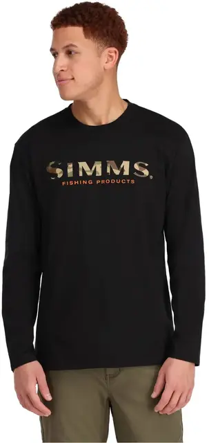 Simms Logo LS Shirt Black S Longsleeve skjorte med Simms logo foran 