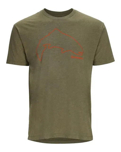 Simms Trout Outline T-Shirt Military M Stilren t-skjorte for fiskeentusiaster 