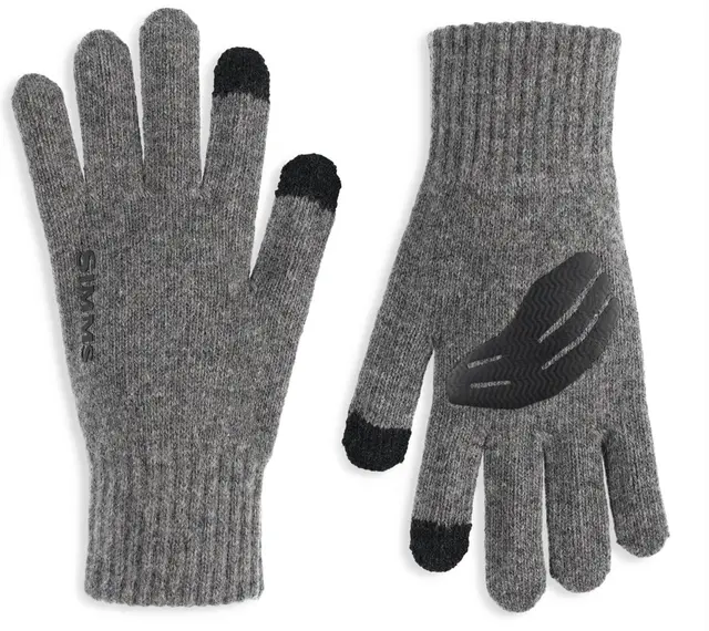 Simms Wool Full Finger Glove Steel S/M Varmende hansker med touchfunksjon 