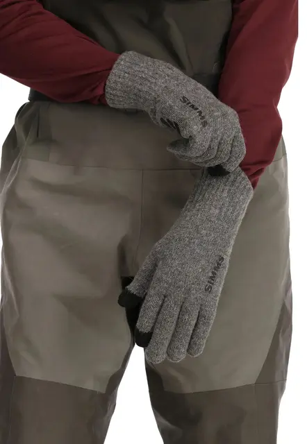 Simms Wool Full Finger Glove Steel S/M Varmende hansker med touchfunksjon 