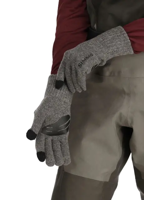 Simms Wool Full Finger Glove Steel S/M Varmende hansker med touchfunksjon 