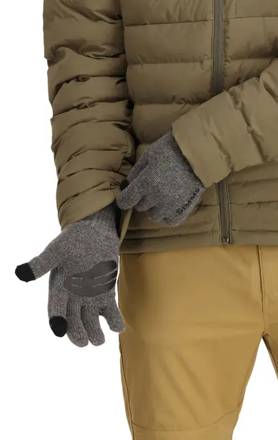 Simms Wool Full Finger Glove Steel S/M Varmende hansker med touchfunksjon 